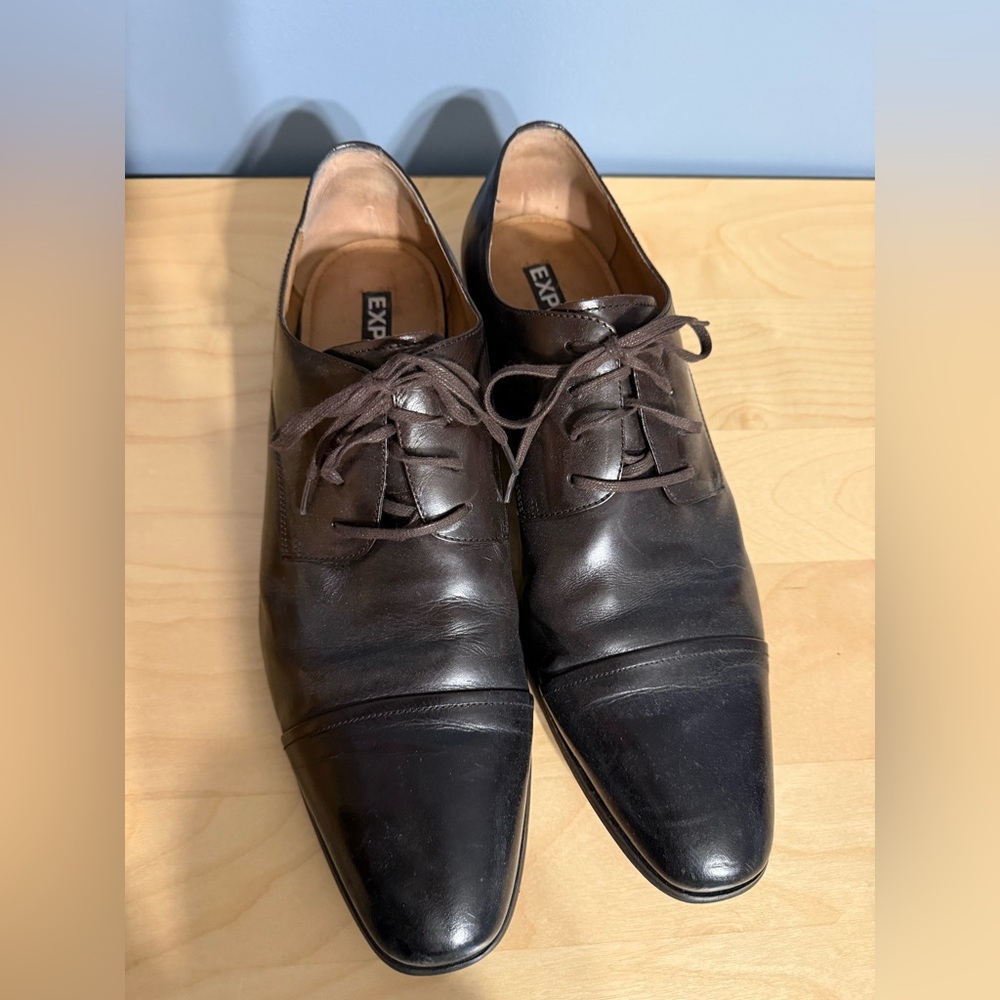 Express Leather Dress Shoes Dark Brown Size 13